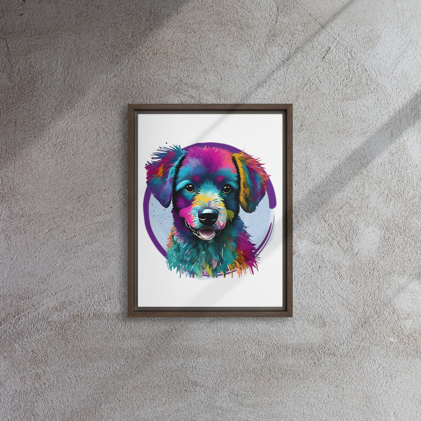 Colourful Bichon Frise Framed Canvas