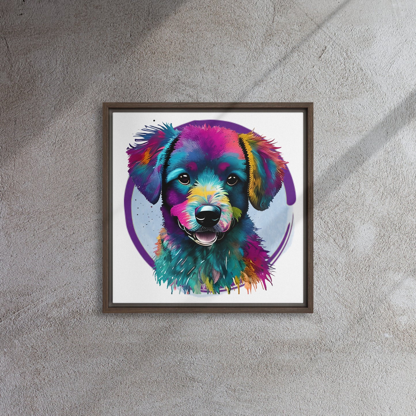 Colourful Bichon Frise Framed Canvas