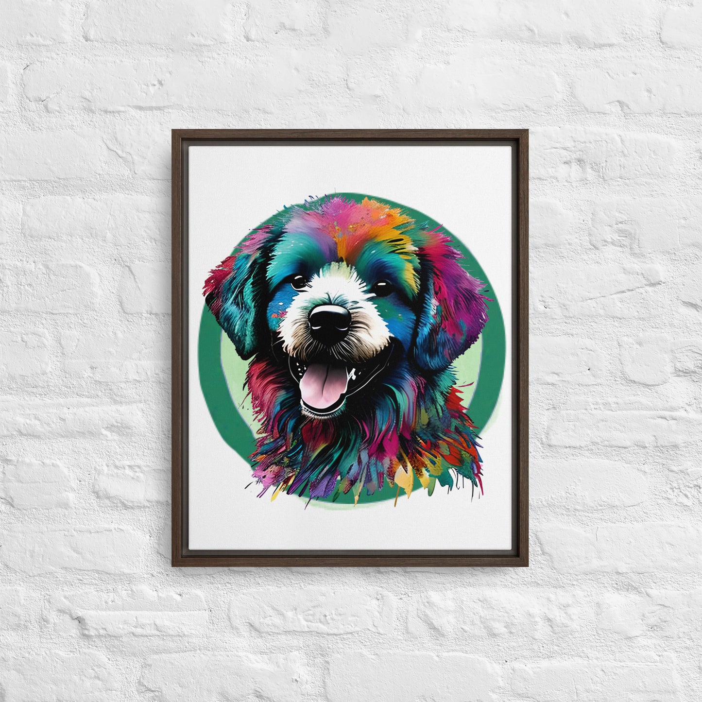 Colourful Bichon Frise Framed Canvas