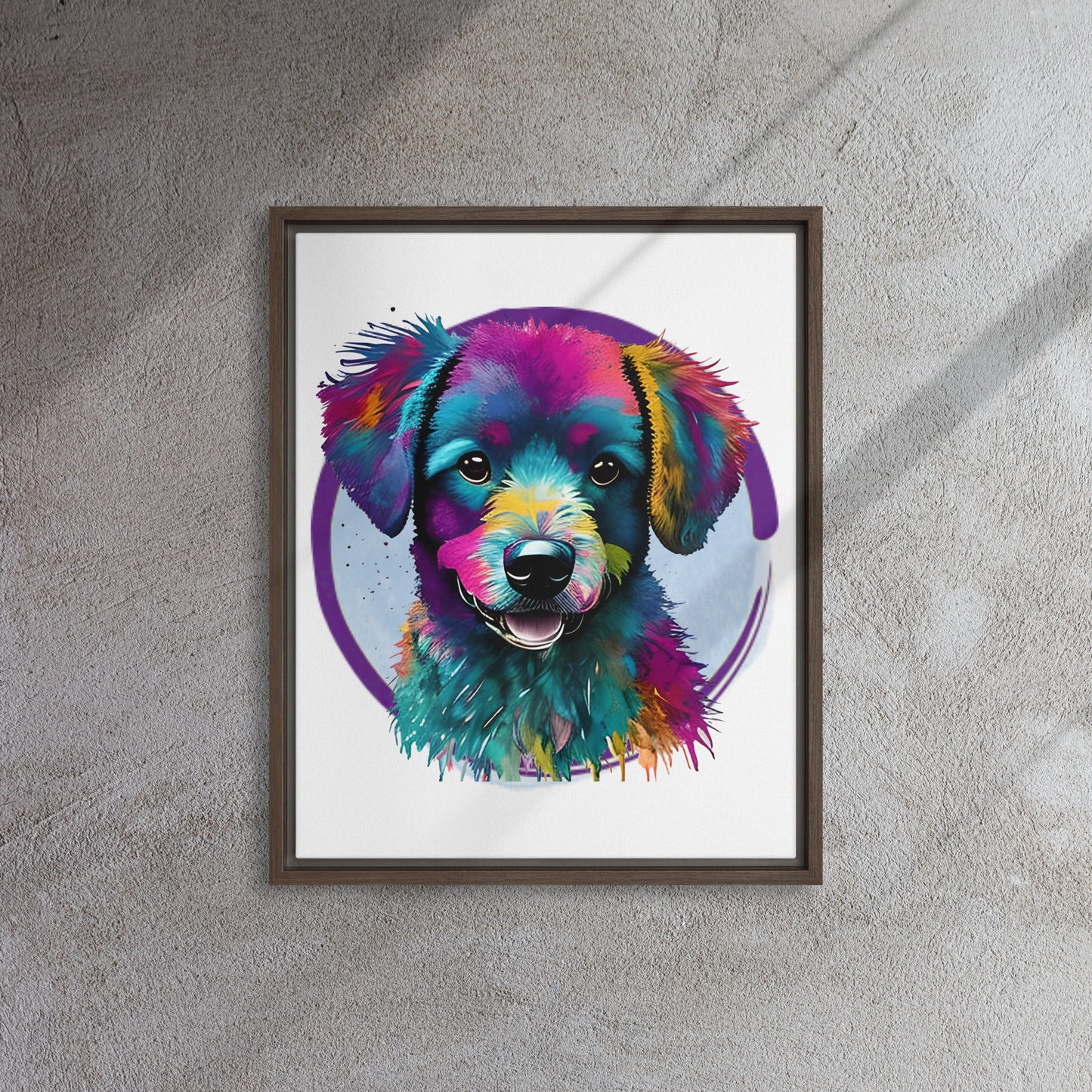 Colourful Bichon Frise Framed Canvas