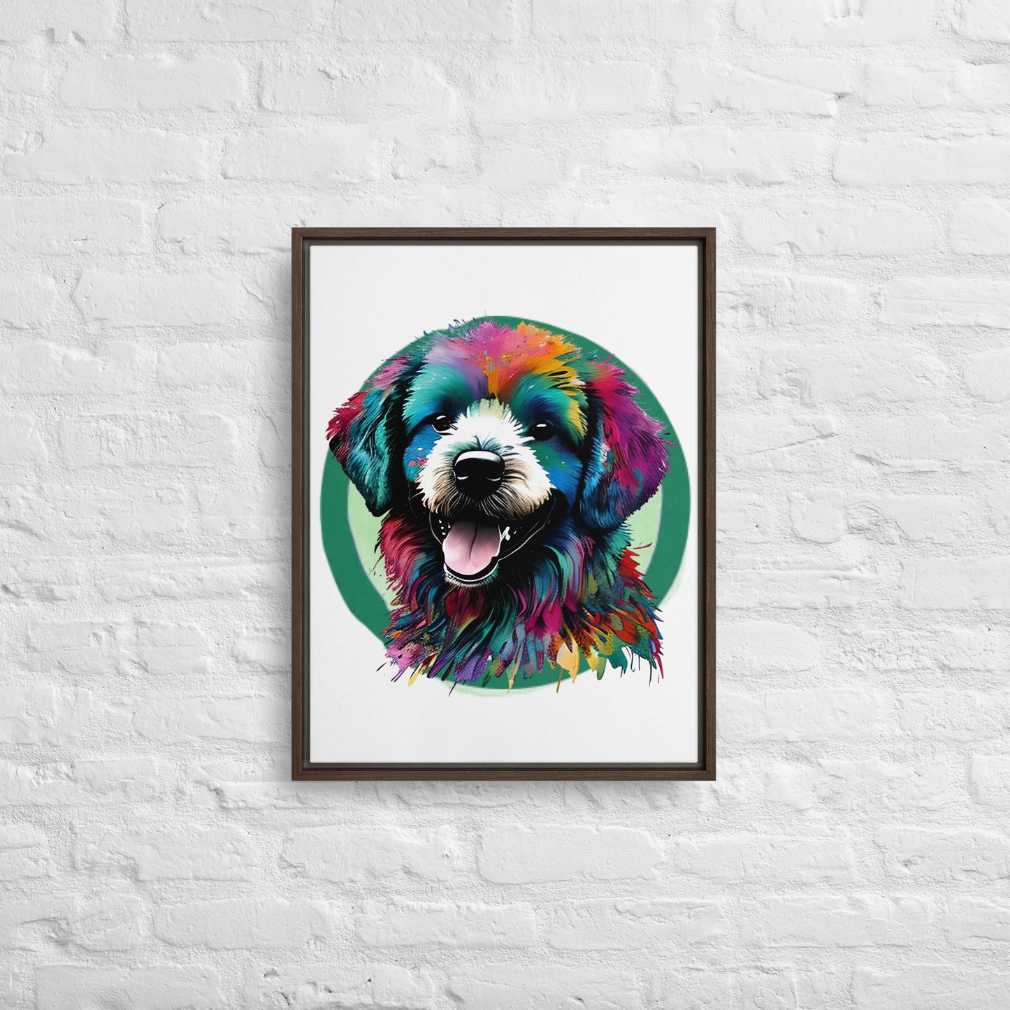 Colourful Bichon Frise Framed Canvas