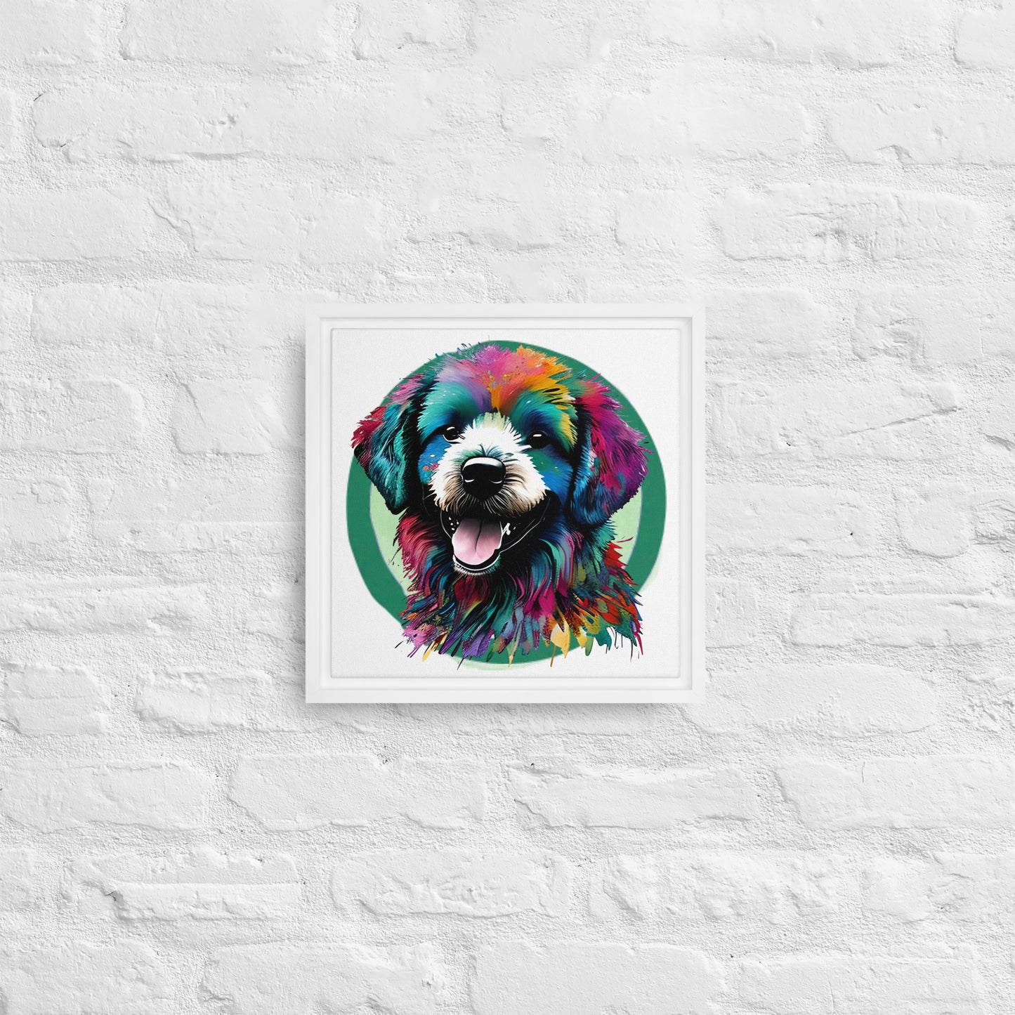 Colourful Bichon Frise Framed Canvas