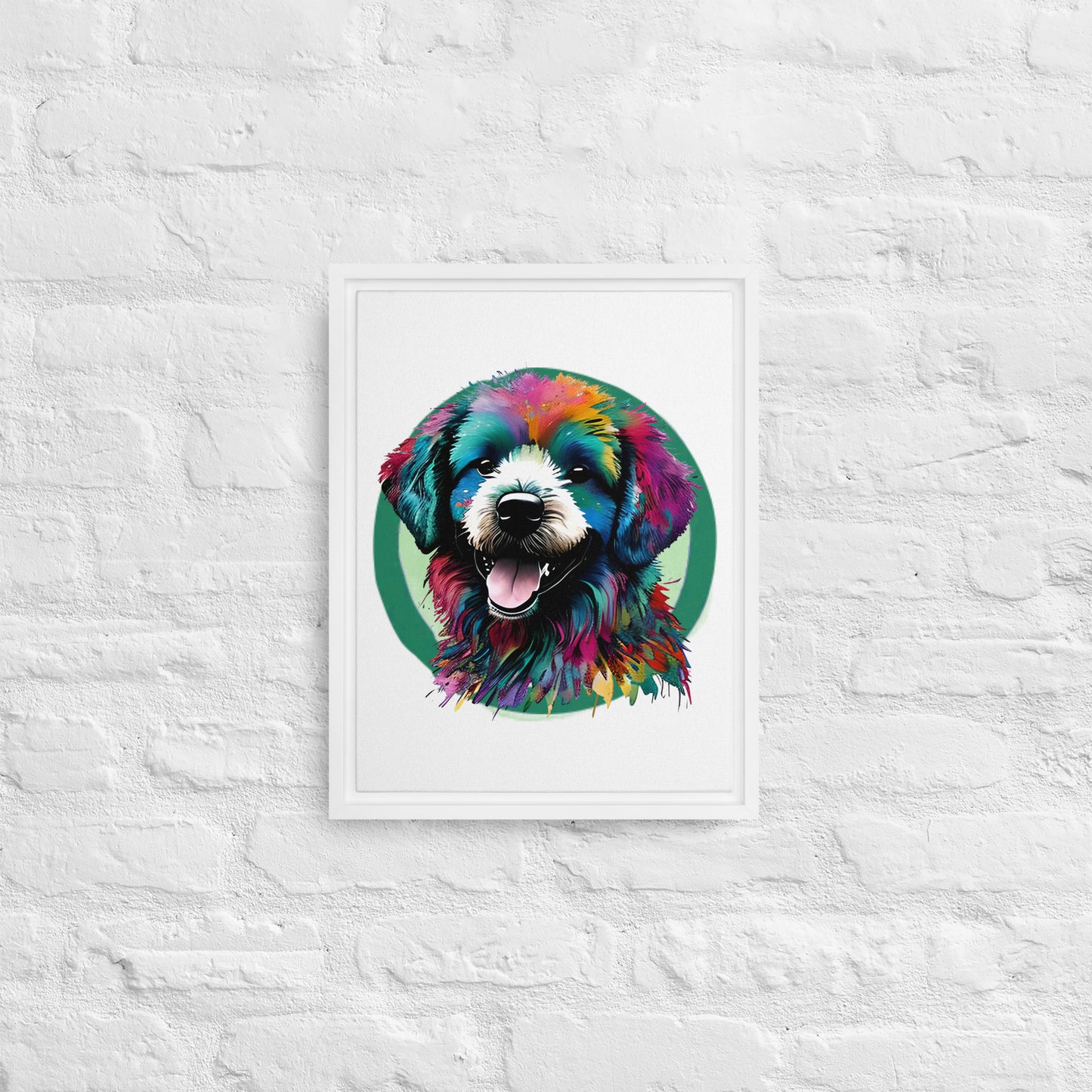 Colourful Bichon Frise Framed Canvas