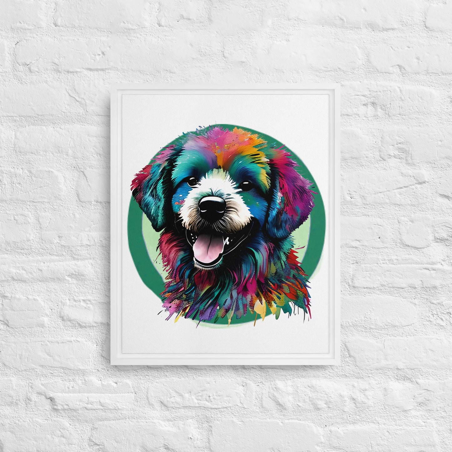 Colourful Bichon Frise Framed Canvas