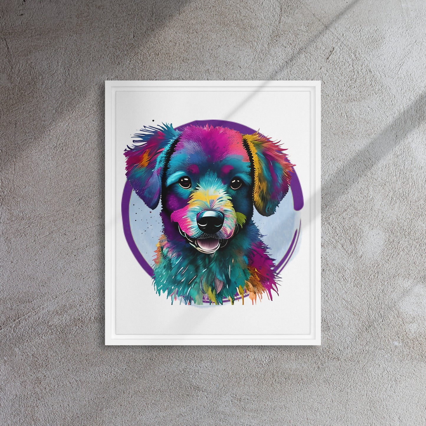 Colourful Bichon Frise Framed Canvas