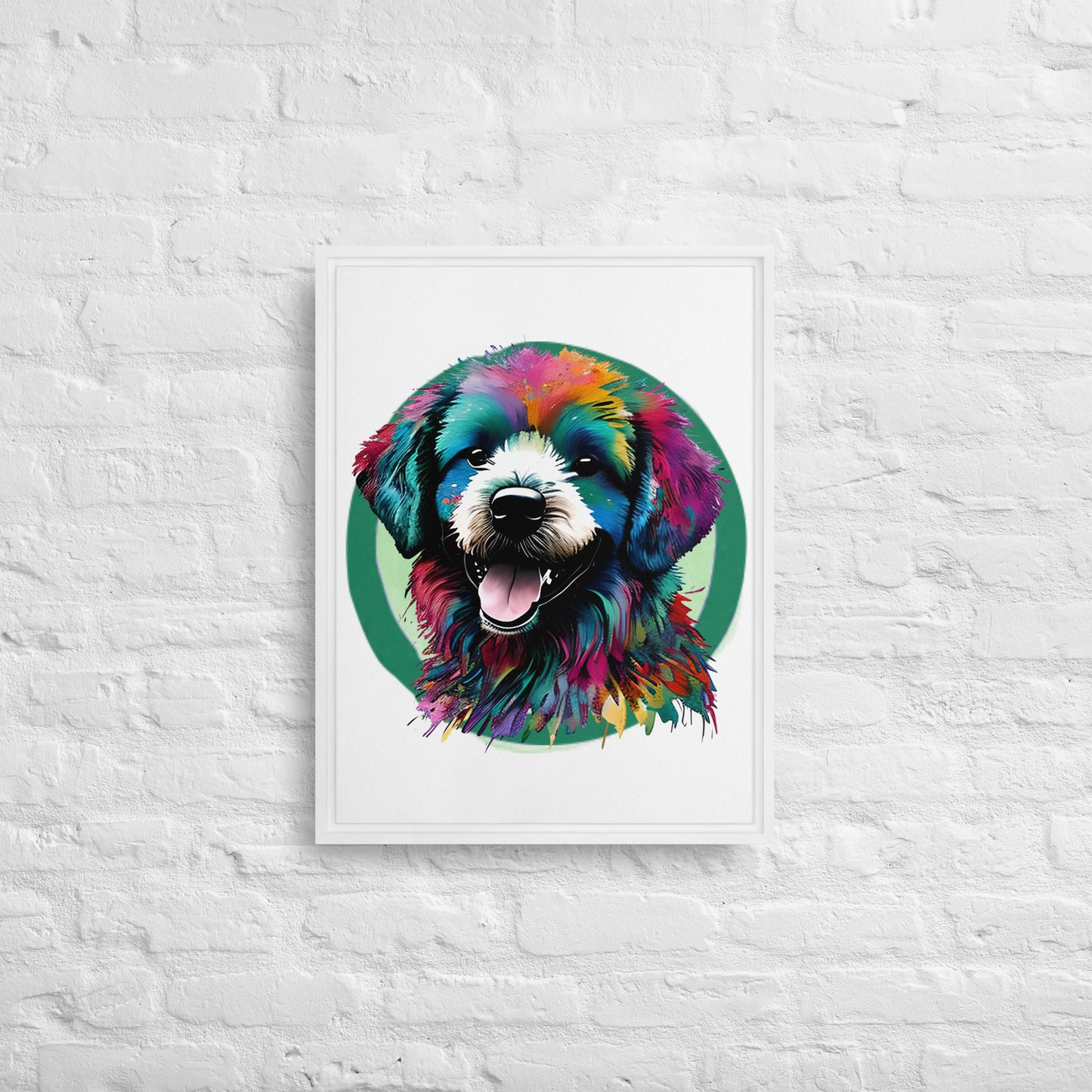 Colourful Bichon Frise Framed Canvas