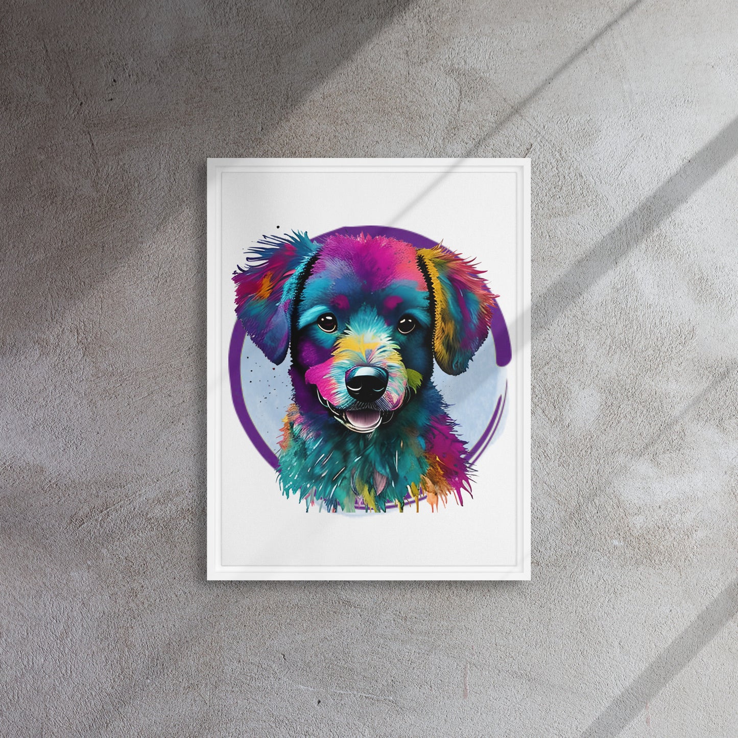 Colourful Bichon Frise Framed Canvas