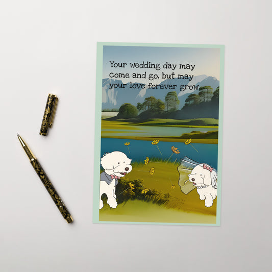 Cheeky Bichon Cute Dog Wedding Greeting Card