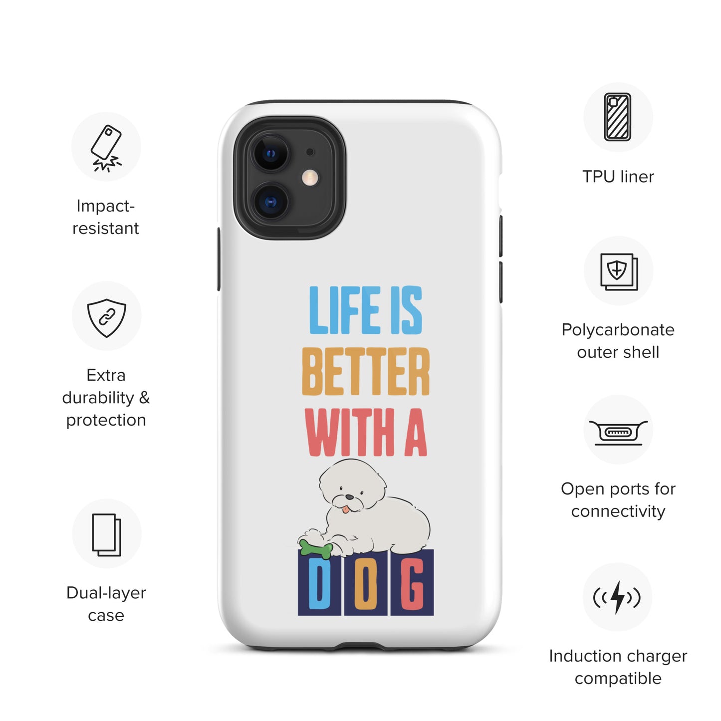 Cheeky Bichon Cute Life is Better with a Dog iPhone case