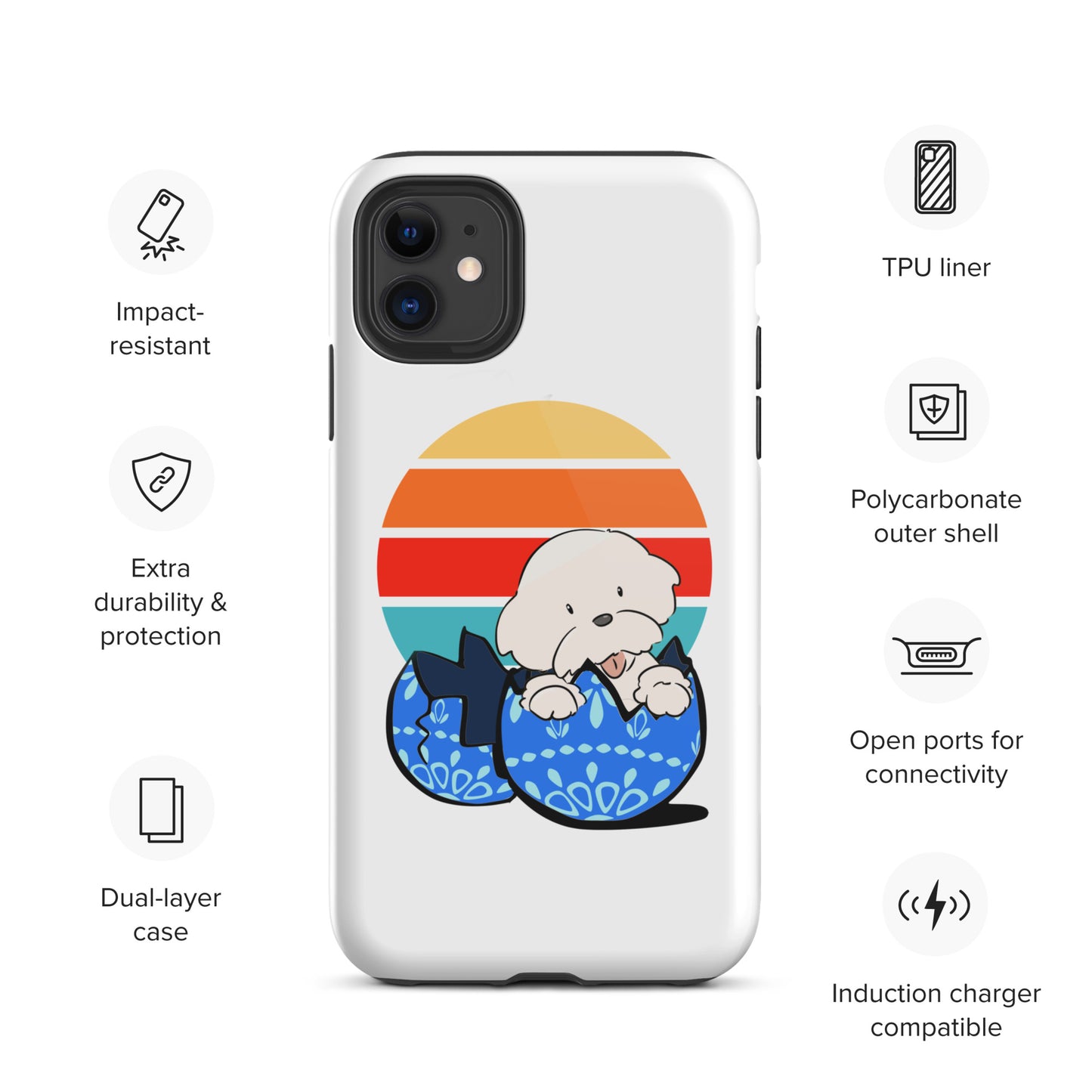 Cheeky Bichon Cute Funny Dog in the Egg Tough iPhone case