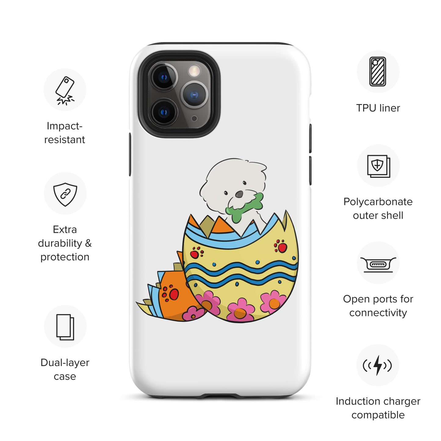 Cheeky Bichon Cute Funny Dog in the Egg Tough iPhone case