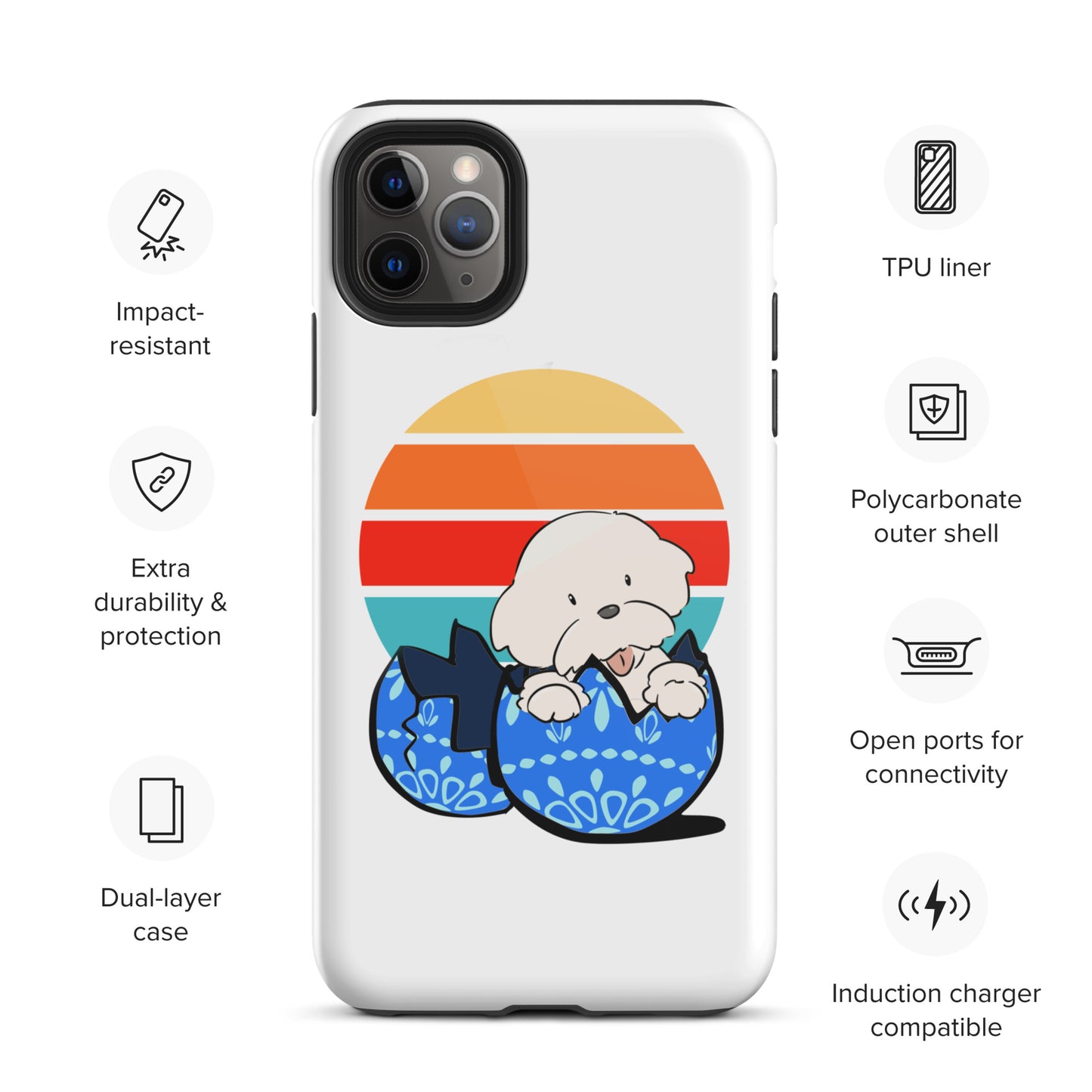 Cheeky Bichon Cute Funny Dog in the Egg Tough iPhone case