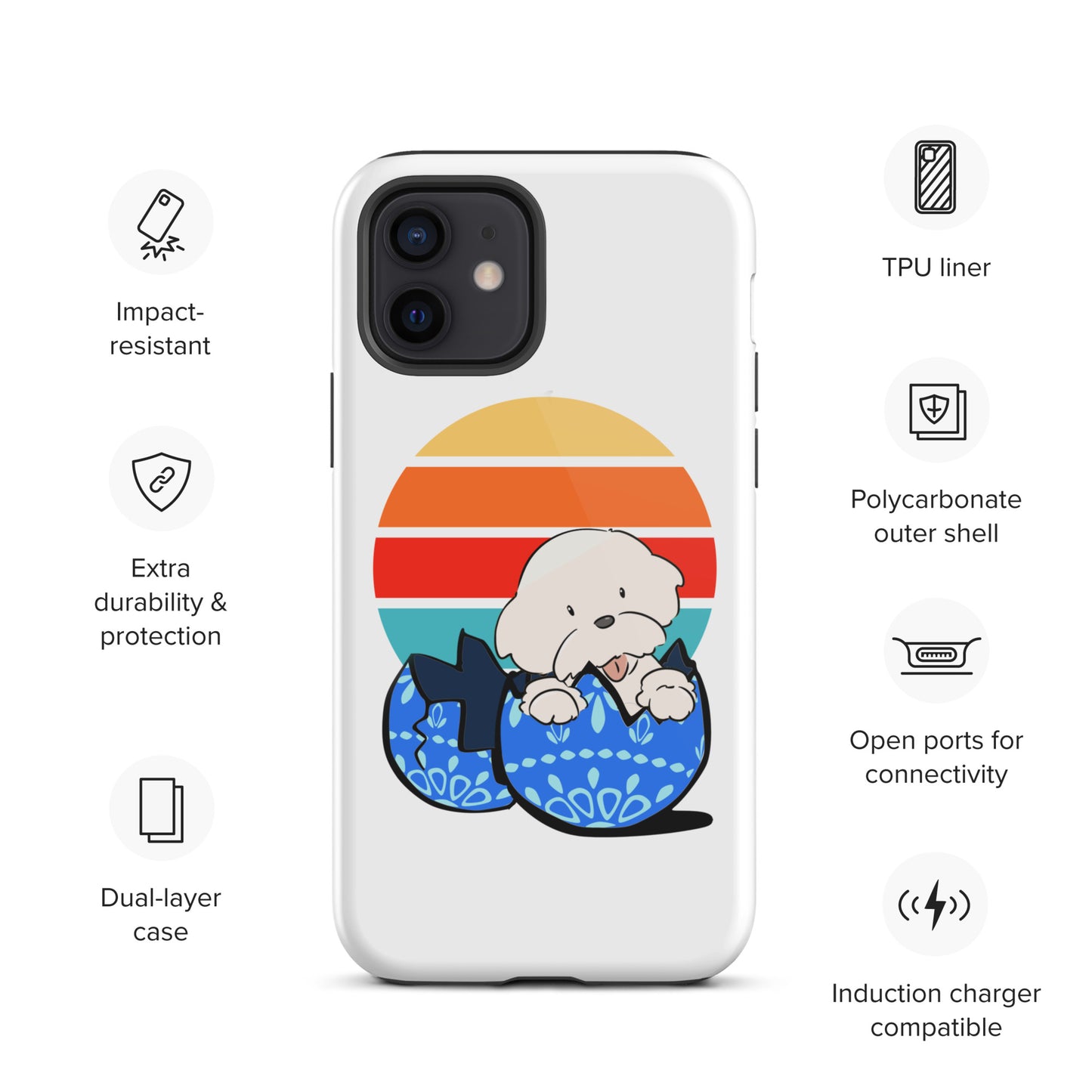 Cheeky Bichon Cute Funny Dog in the Egg Tough iPhone case