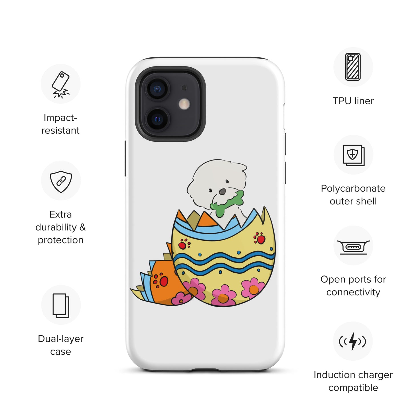 Cheeky Bichon Cute Funny Dog in the Egg Tough iPhone case