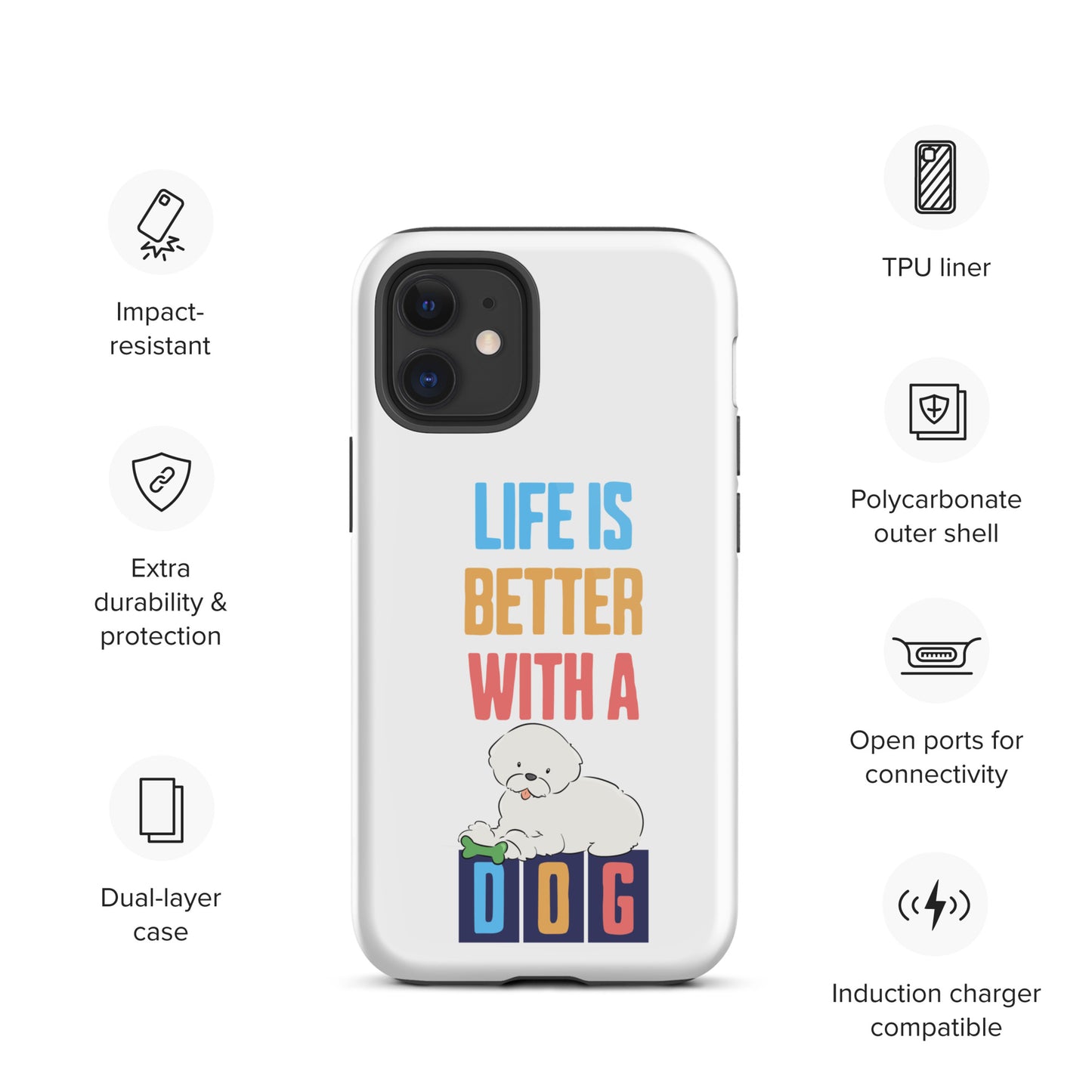 Cheeky Bichon Cute Life is Better with a Dog iPhone case