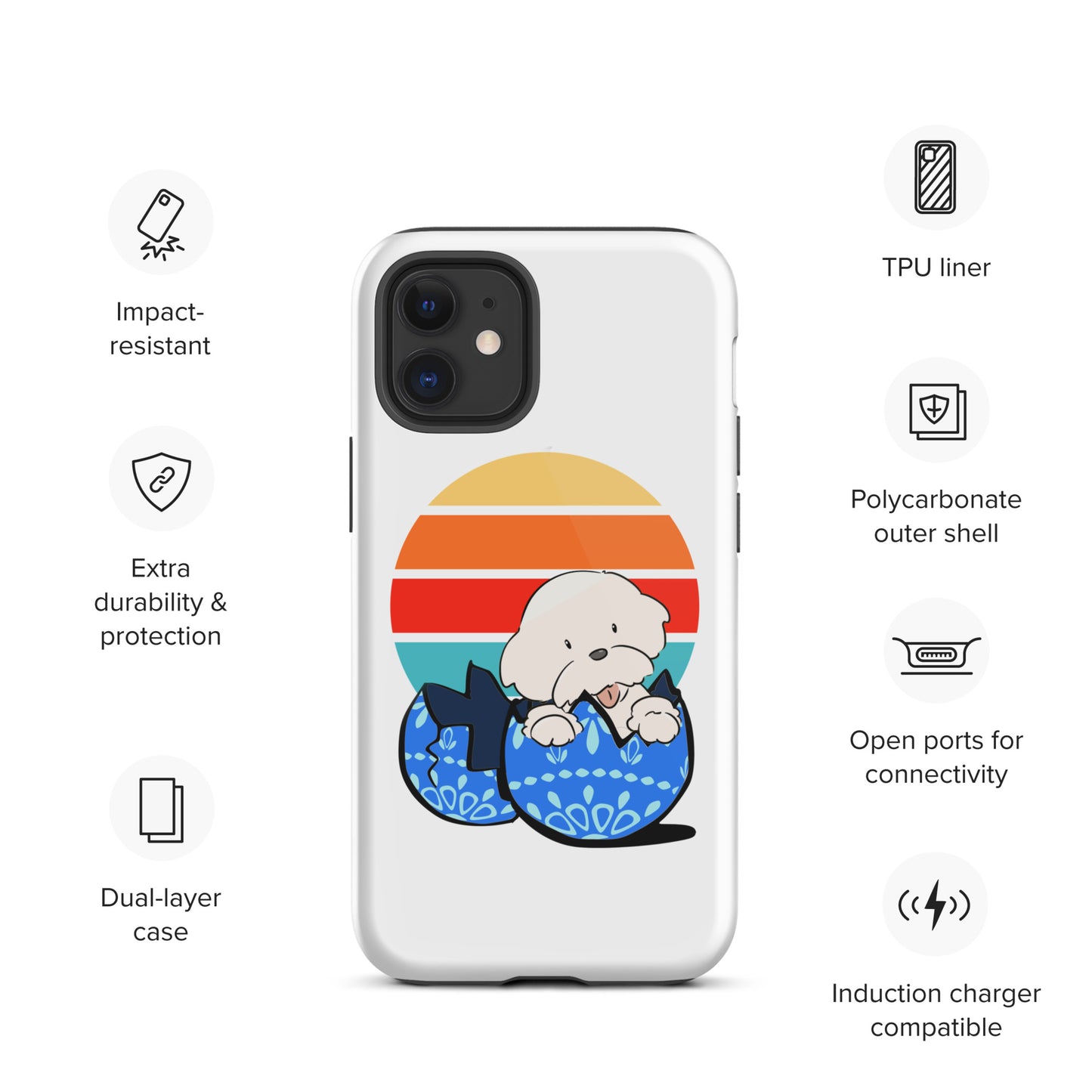 Cheeky Bichon Cute Funny Dog in the Egg Tough iPhone case