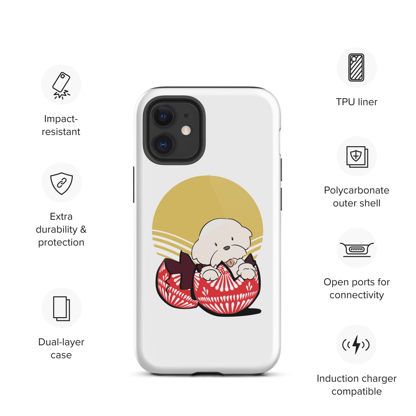 Cheeky Bichon Cute Funny Dog in the Egg Tough iPhone case