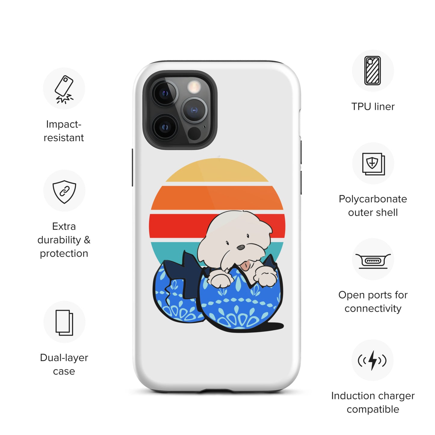 Cheeky Bichon Cute Funny Dog in the Egg Tough iPhone case