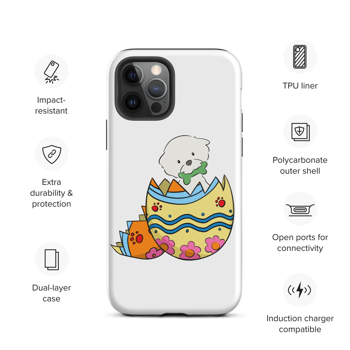 Cheeky Bichon Cute Funny Dog in the Egg Tough iPhone case