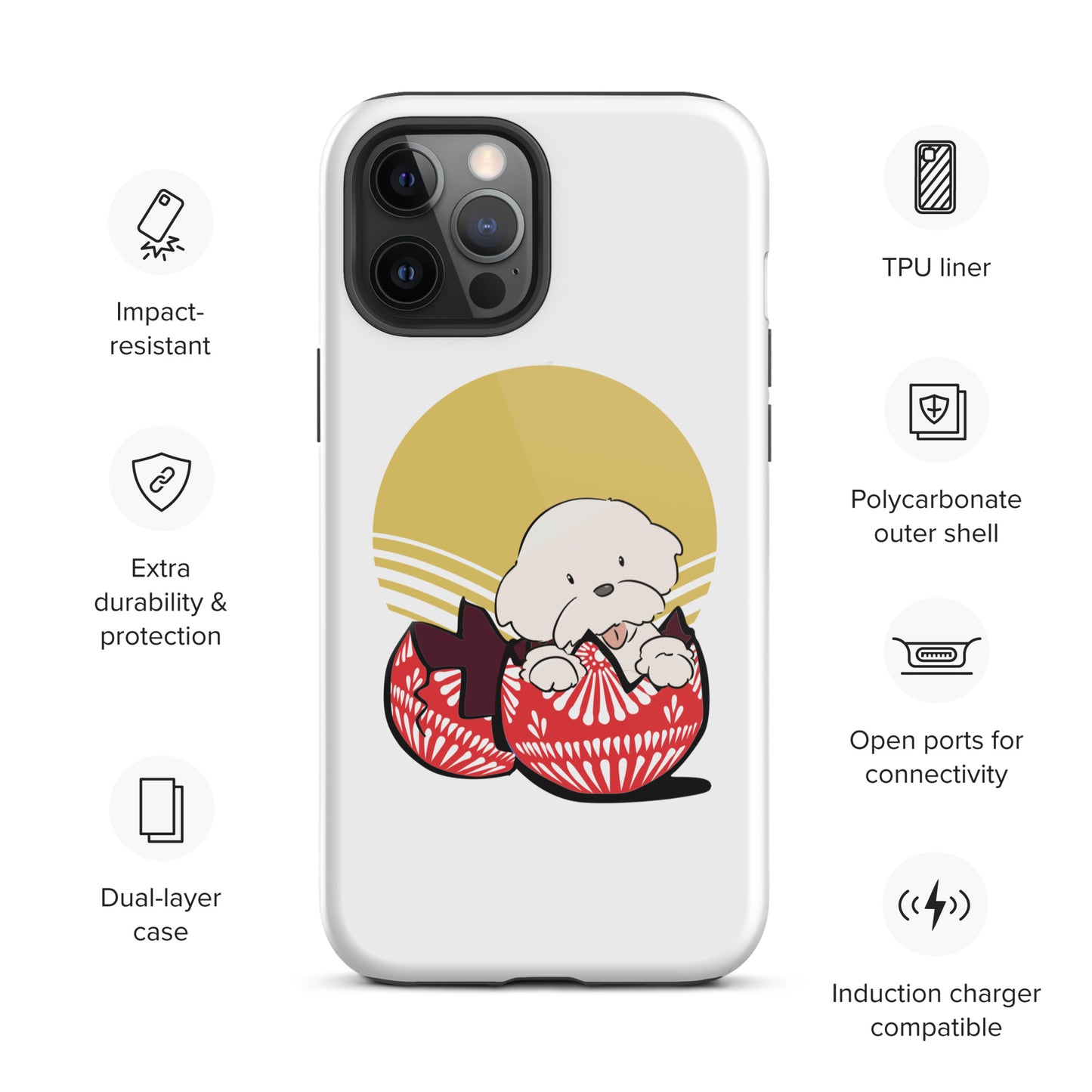 Cheeky Bichon Cute Funny Dog in the Egg Tough iPhone case