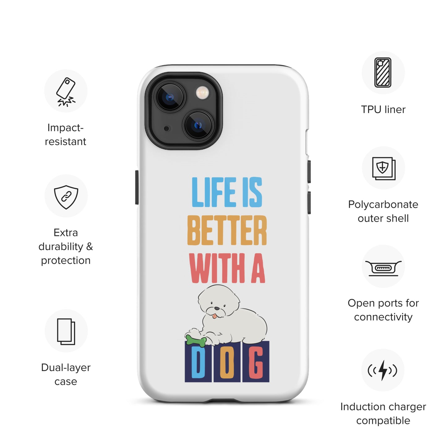 Cheeky Bichon Cute Life is Better with a Dog iPhone case