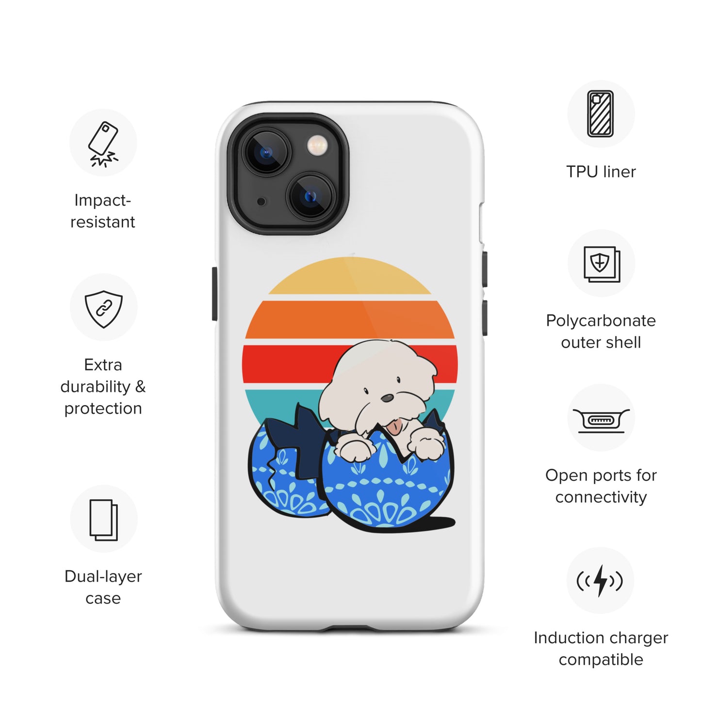 Cheeky Bichon Cute Funny Dog in the Egg Tough iPhone case