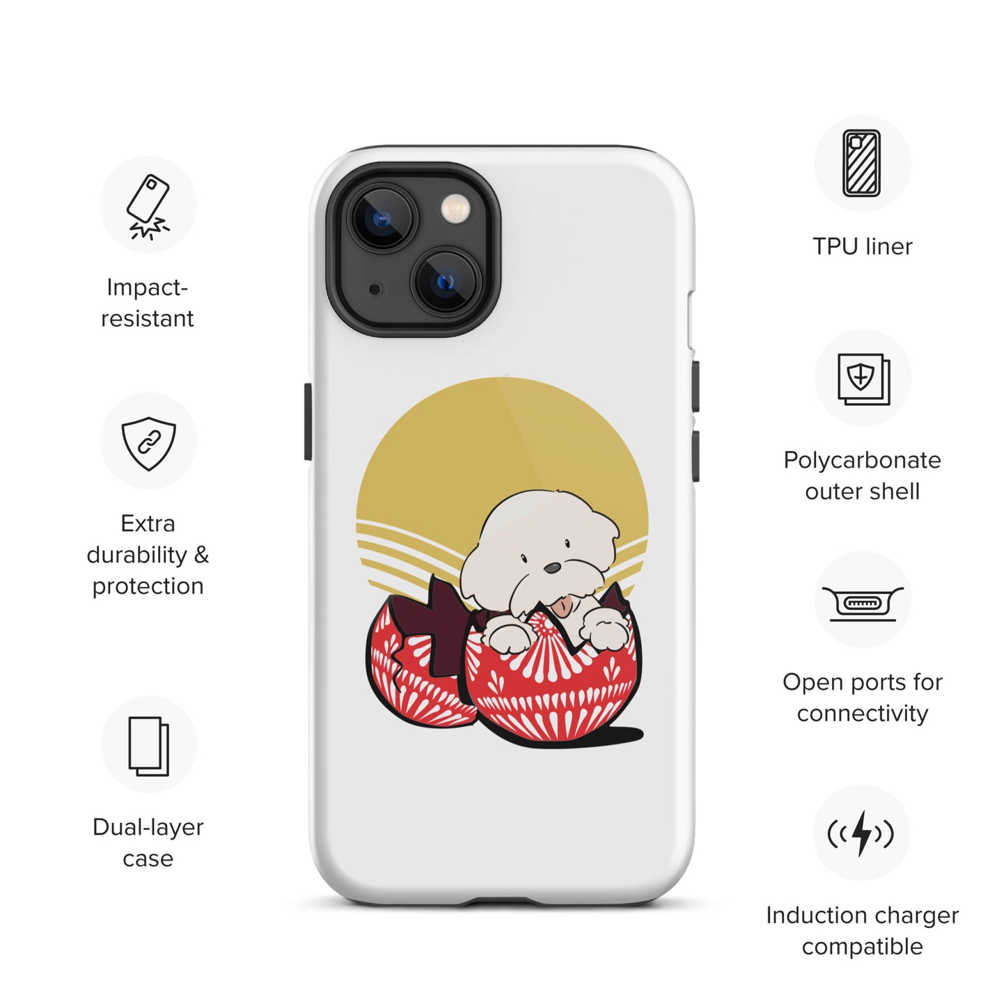 Cheeky Bichon Cute Funny Dog in the Egg Tough iPhone case