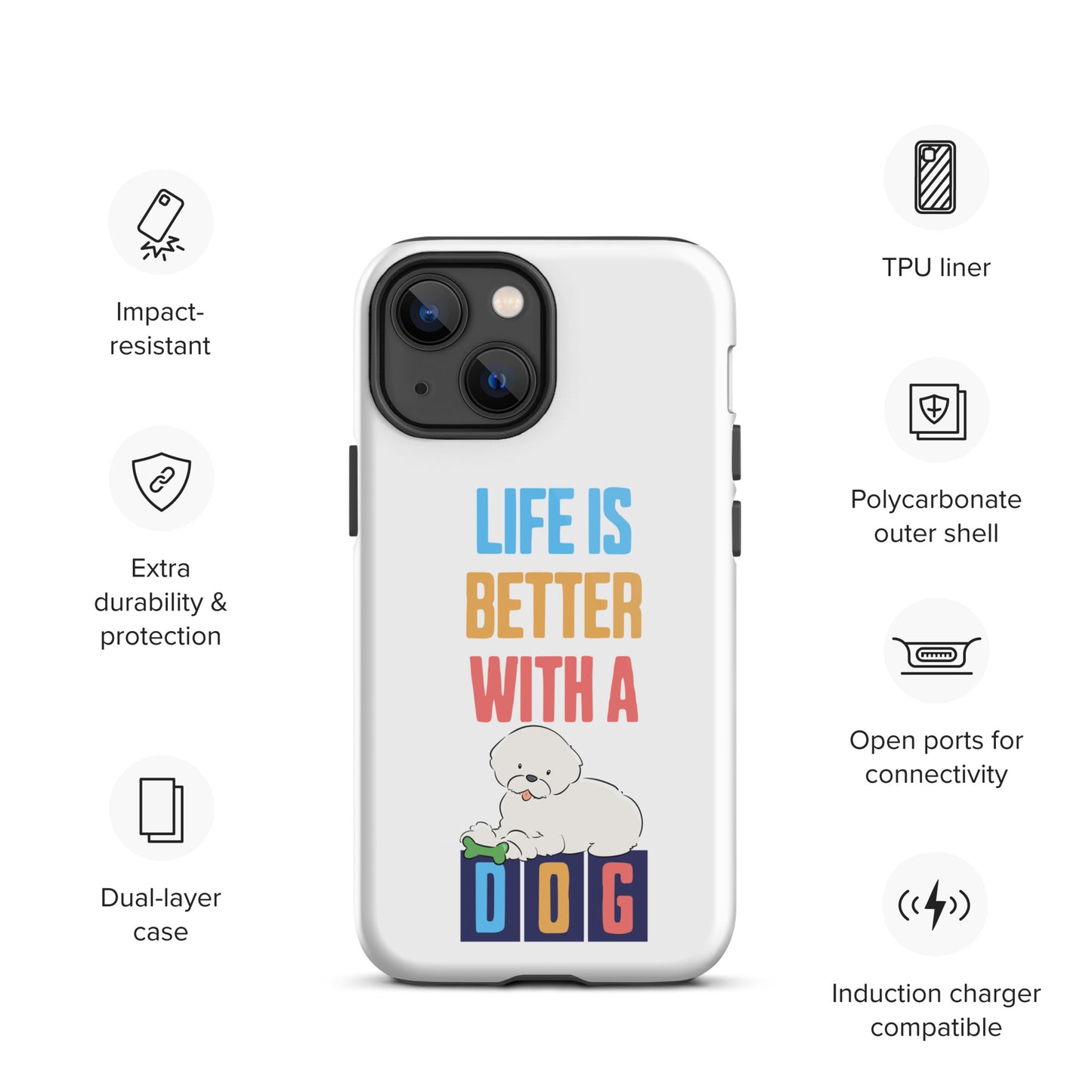 Cheeky Bichon Cute Life is Better with a Dog iPhone case