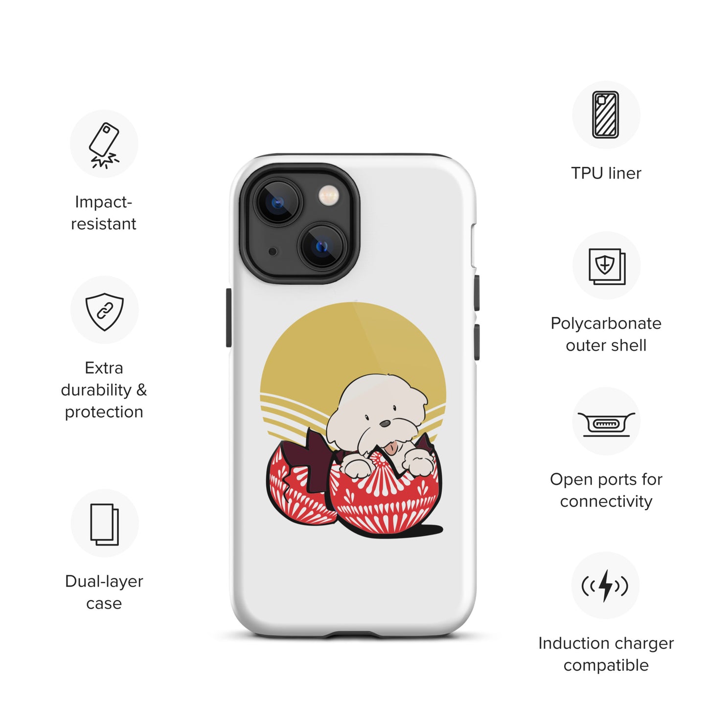 Cheeky Bichon Cute Funny Dog in the Egg Tough iPhone case