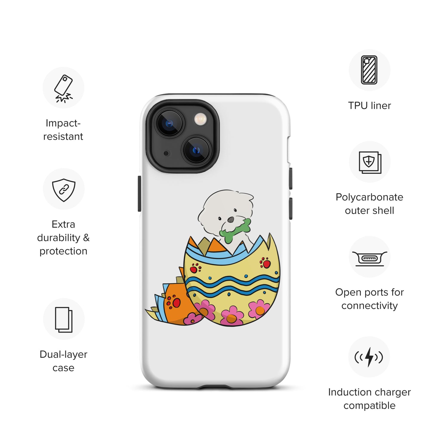 Cheeky Bichon Cute Funny Dog in the Egg Tough iPhone case