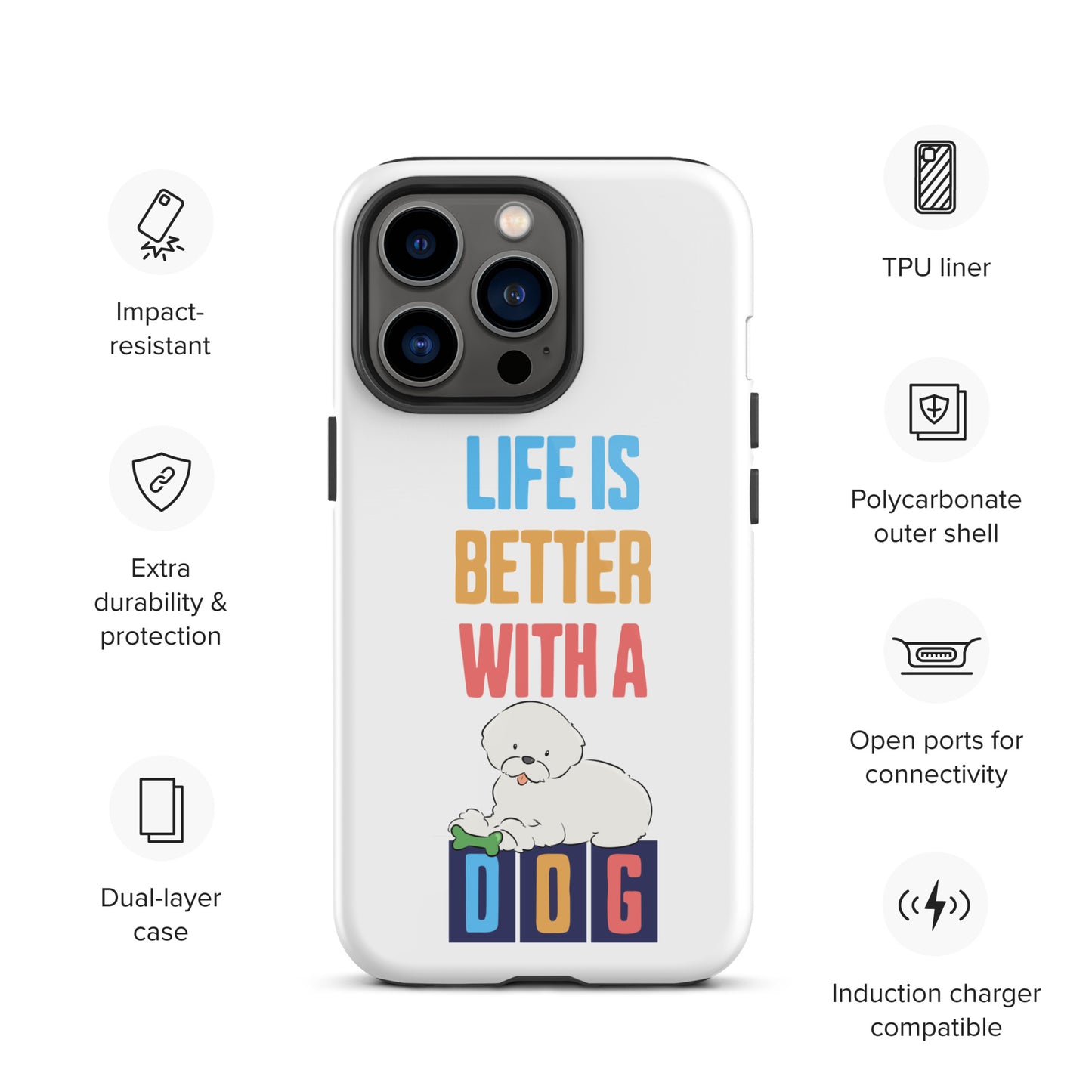 Cheeky Bichon Cute Life is Better with a Dog iPhone case