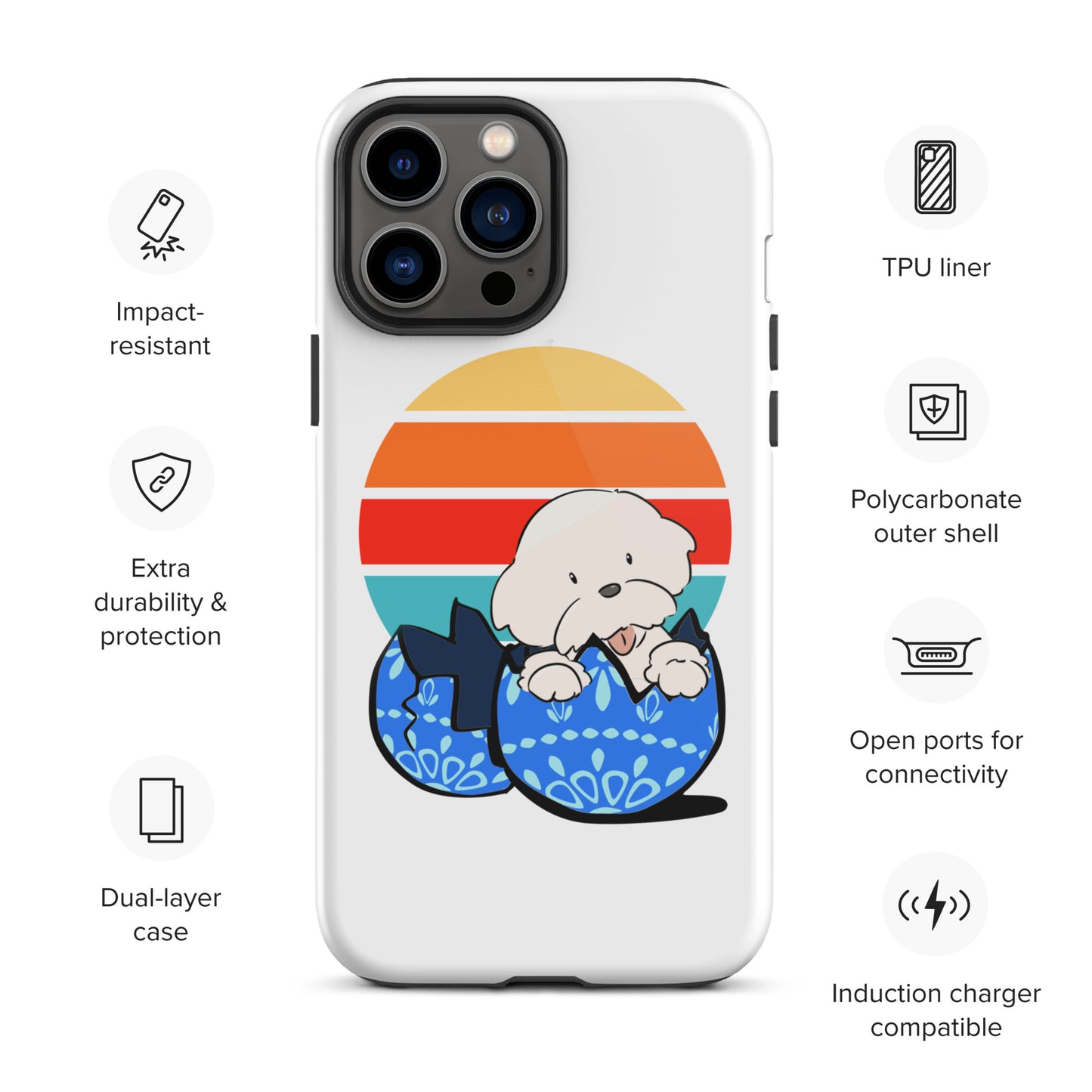 Cheeky Bichon Cute Funny Dog in the Egg Tough iPhone case