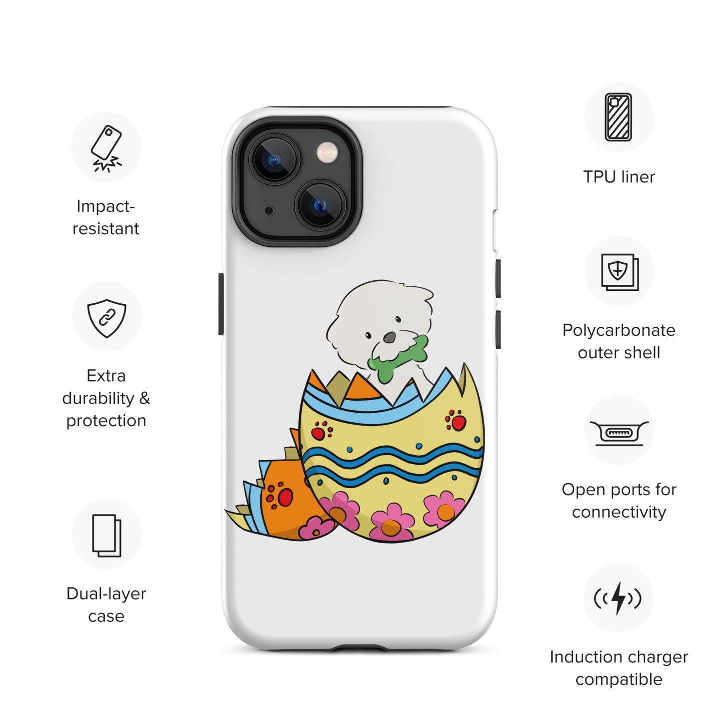 Cheeky Bichon Cute Funny Dog in the Egg Tough iPhone case