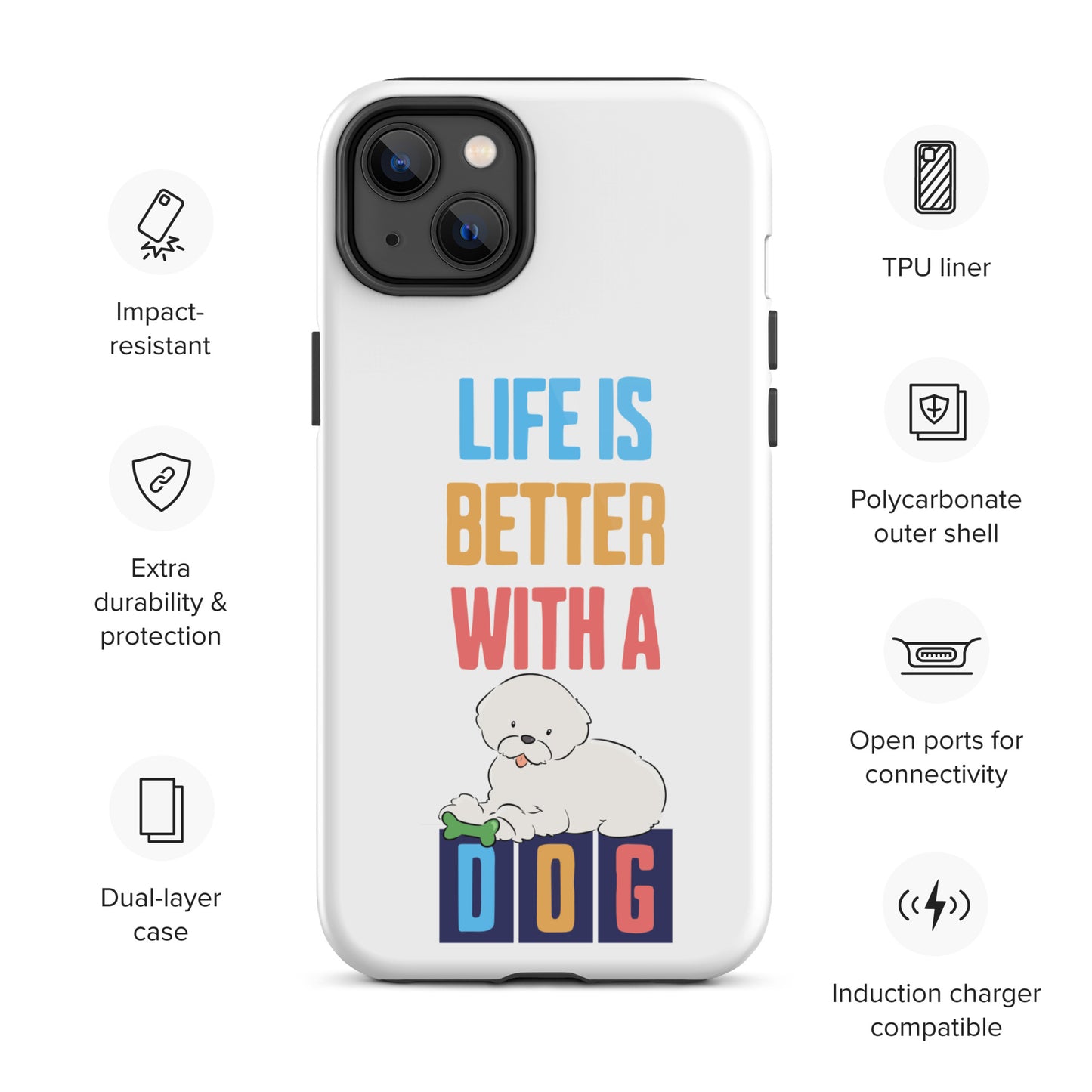 Cheeky Bichon Cute Life is Better with a Dog iPhone case