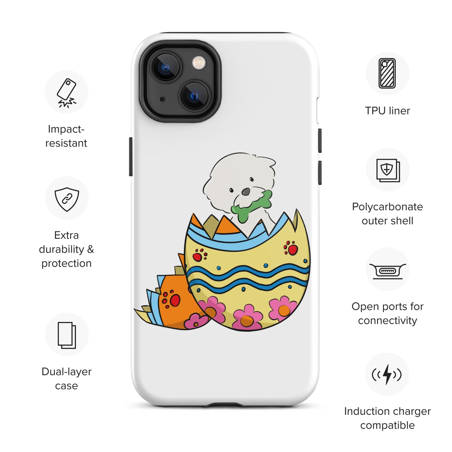 Cheeky Bichon Cute Funny Dog in the Egg Tough iPhone case