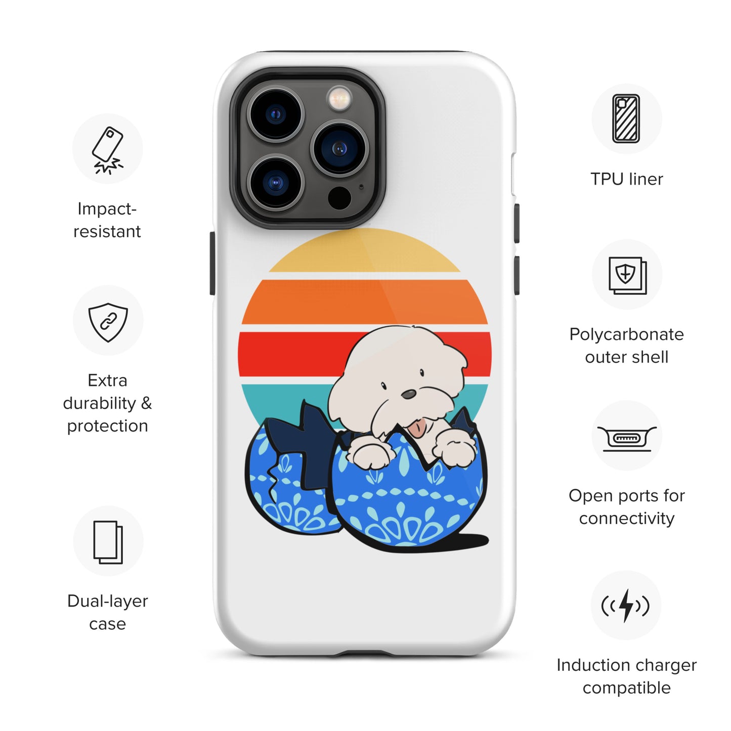 Cheeky Bichon Cute Funny Dog in the Egg Tough iPhone case