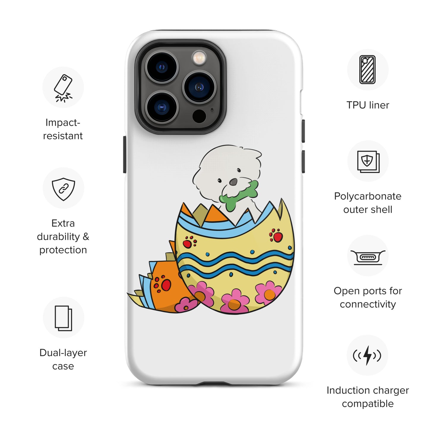 Cheeky Bichon Cute Funny Dog in the Egg Tough iPhone case