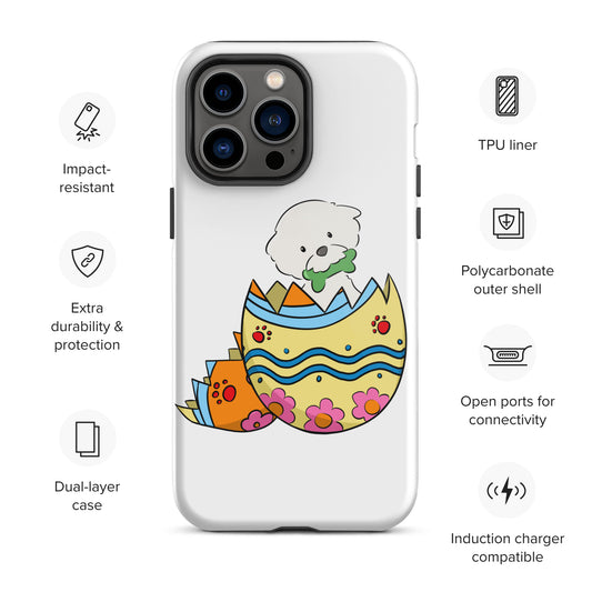 Cheeky Bichon Cute Funny Dog in the Egg Tough iPhone case