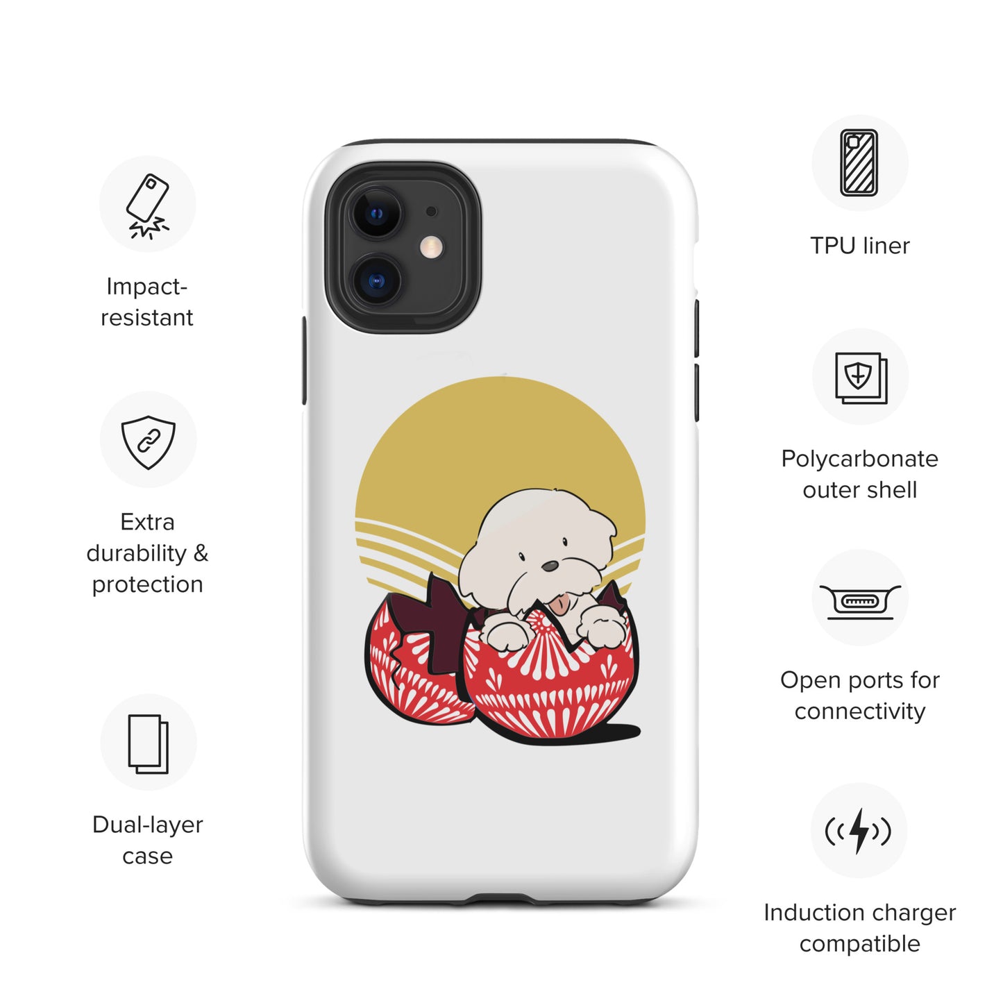 Cheeky Bichon Cute Funny Dog in the Egg Tough iPhone case