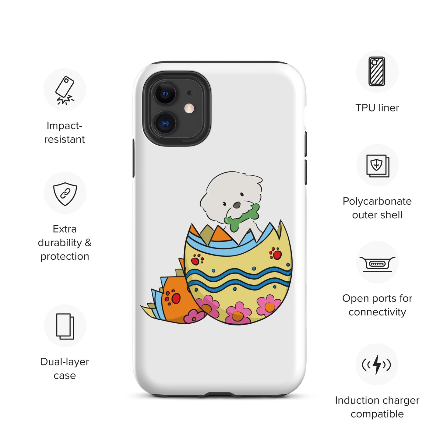 Cheeky Bichon Cute Funny Dog in the Egg Tough iPhone case