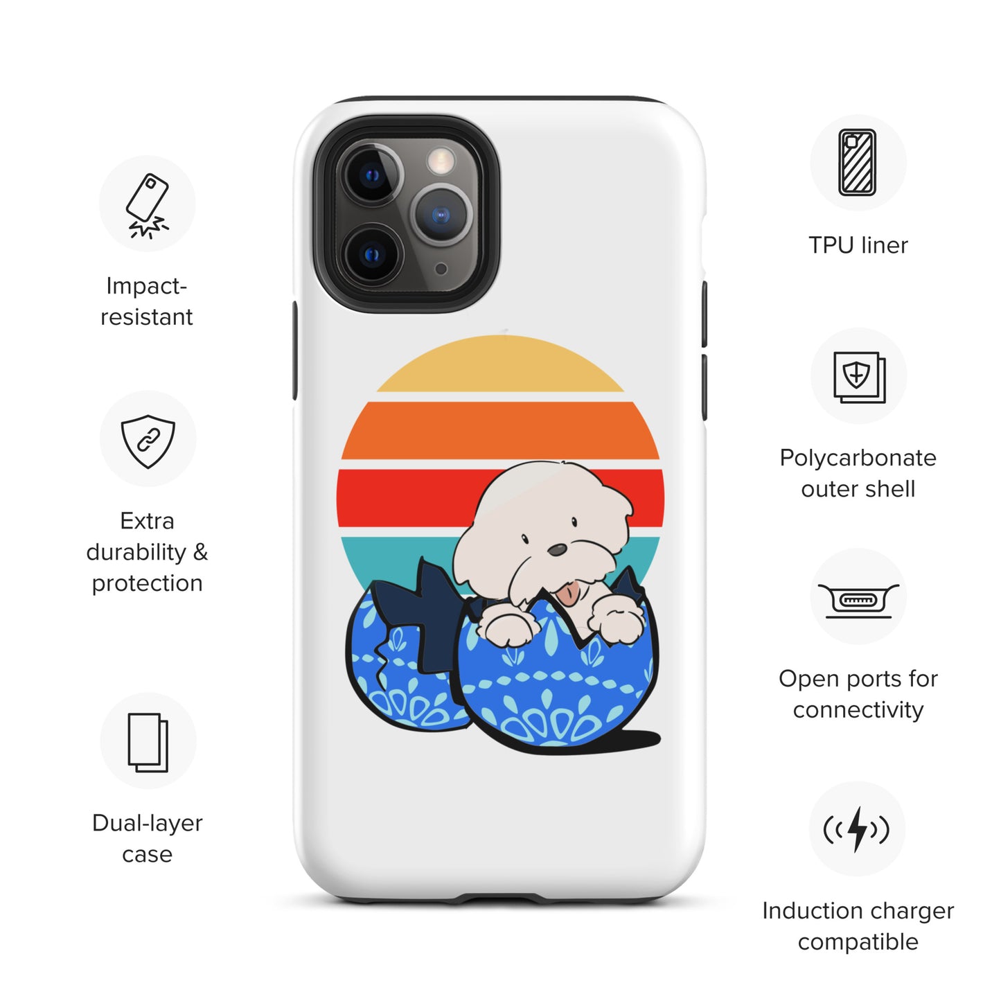 Cheeky Bichon Cute Funny Dog in the Egg Tough iPhone case