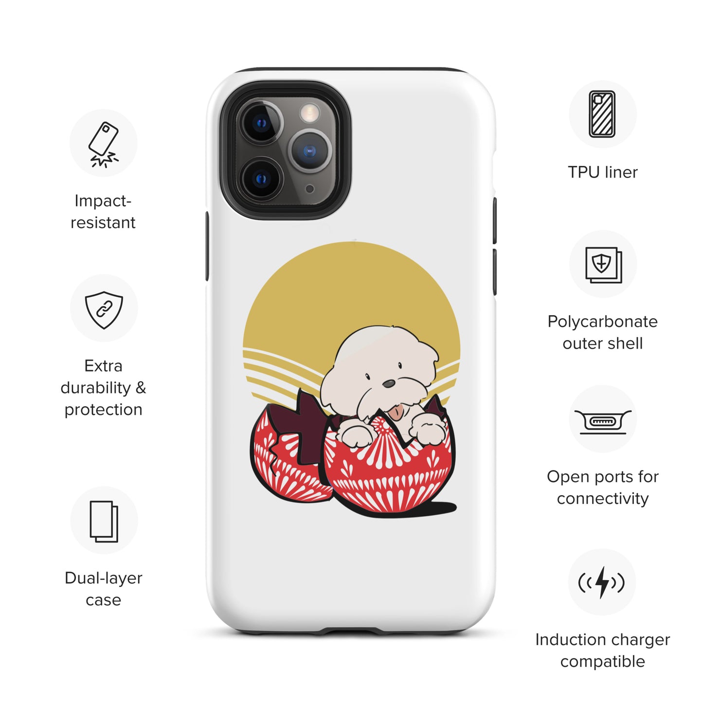 Cheeky Bichon Cute Funny Dog in the Egg Tough iPhone case