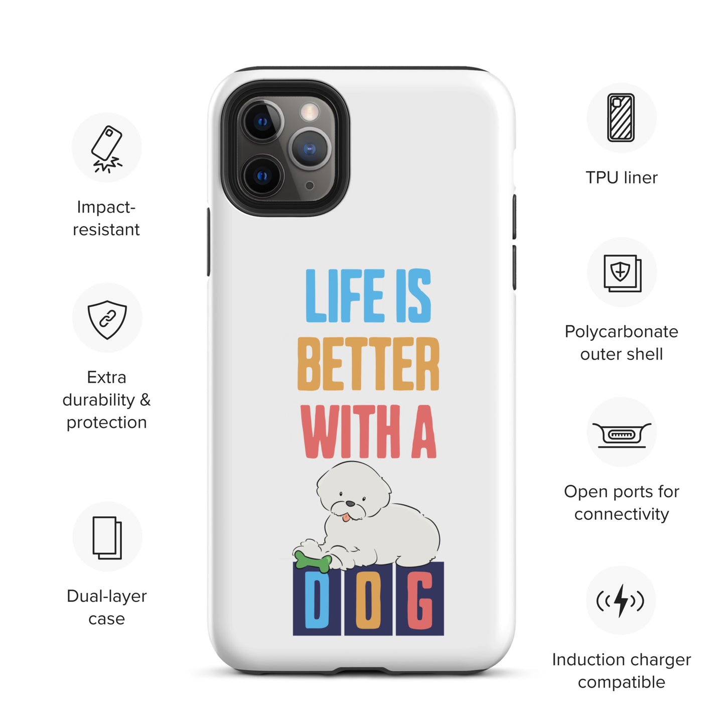 Cheeky Bichon Cute Life is Better with a Dog iPhone case