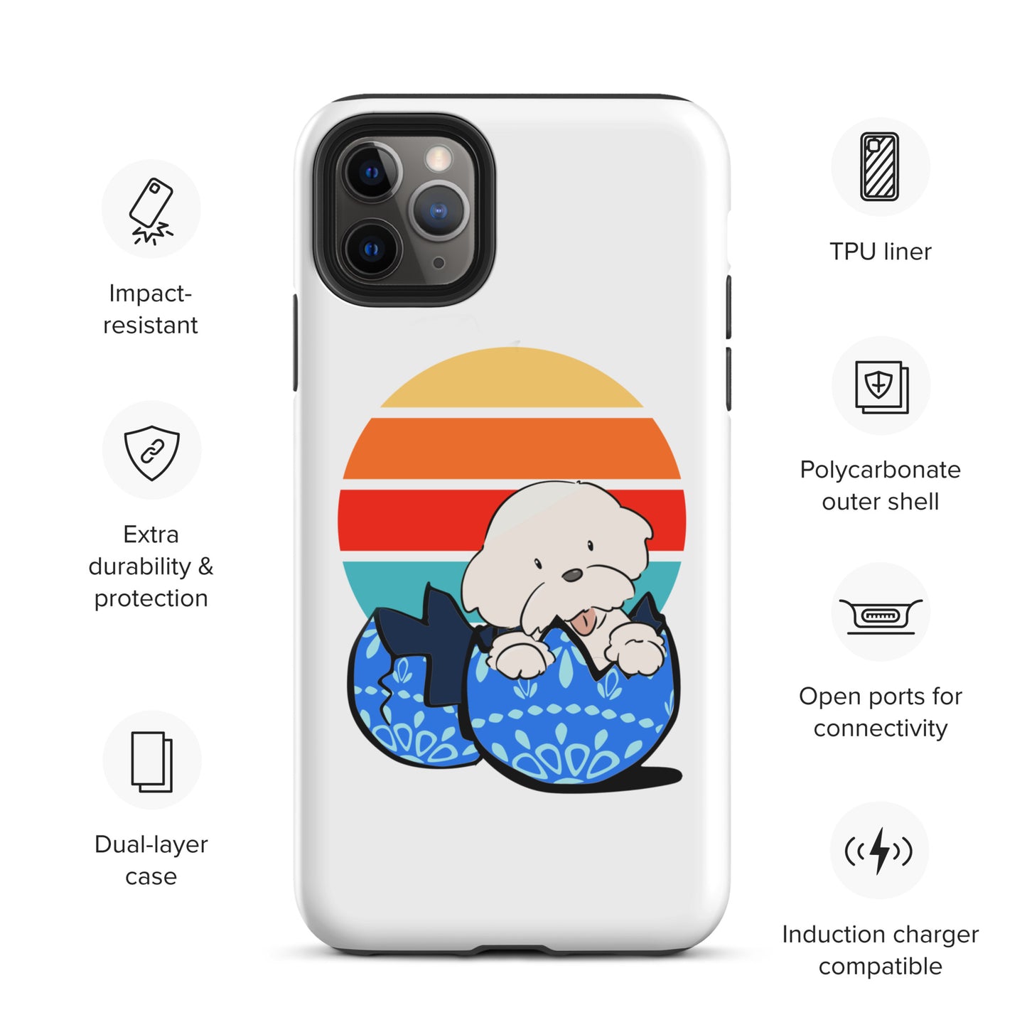 Cheeky Bichon Cute Funny Dog in the Egg Tough iPhone case