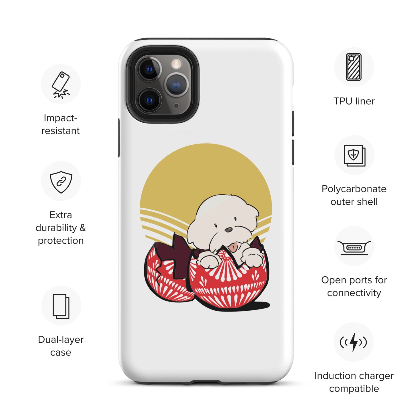 Cheeky Bichon Cute Funny Dog in the Egg Tough iPhone case