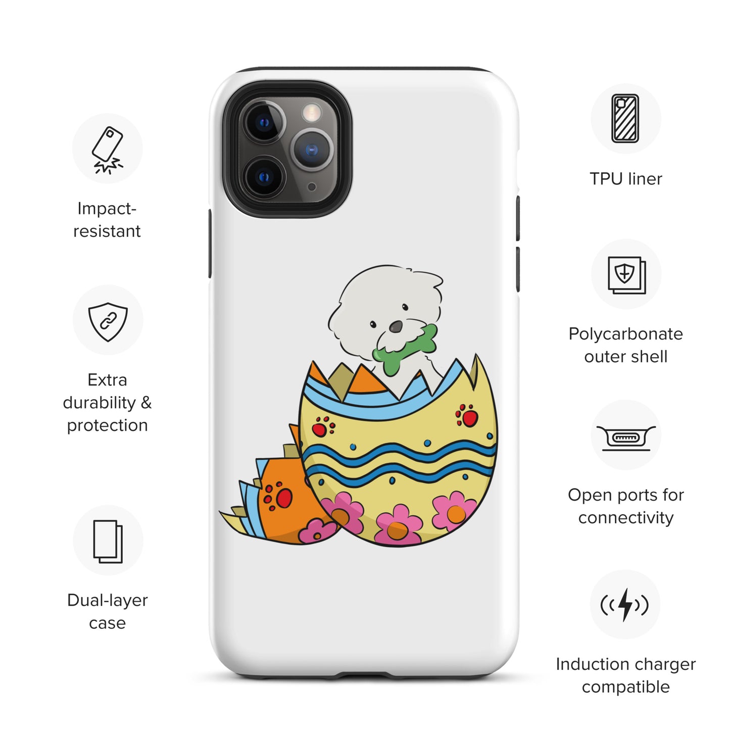 Cheeky Bichon Cute Funny Dog in the Egg Tough iPhone case