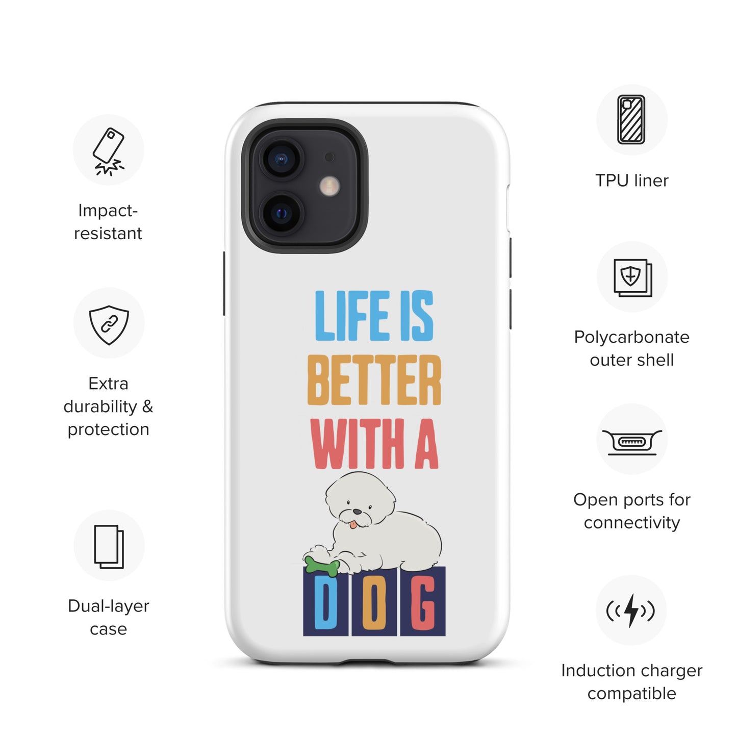 Cheeky Bichon Cute Life is Better with a Dog iPhone case