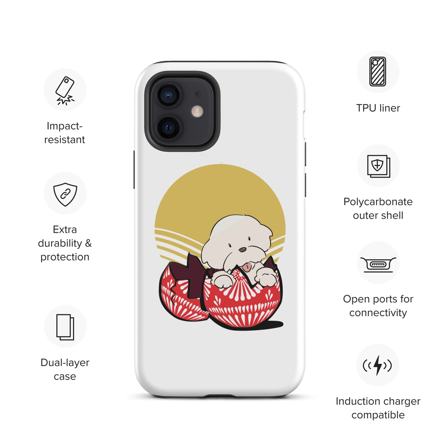 Cheeky Bichon Cute Funny Dog in the Egg Tough iPhone case