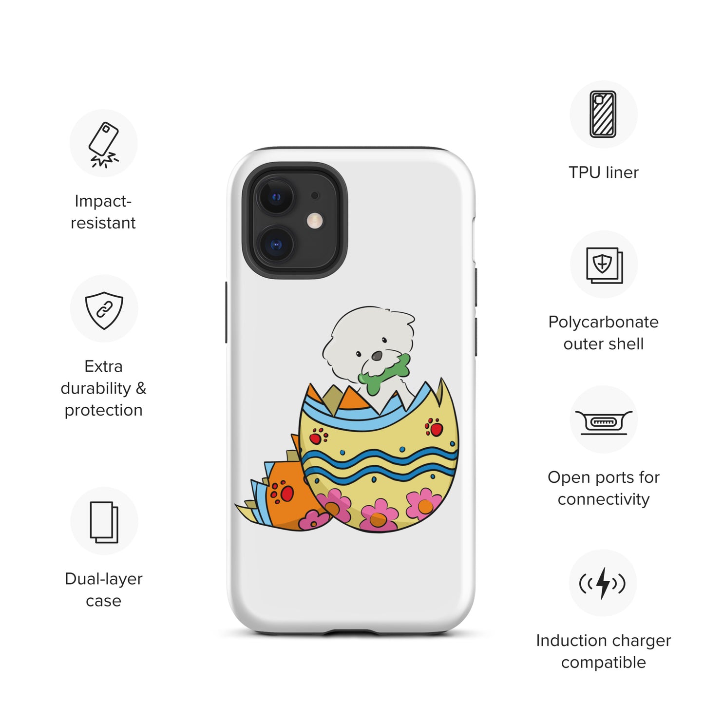 Cheeky Bichon Cute Funny Dog in the Egg Tough iPhone case