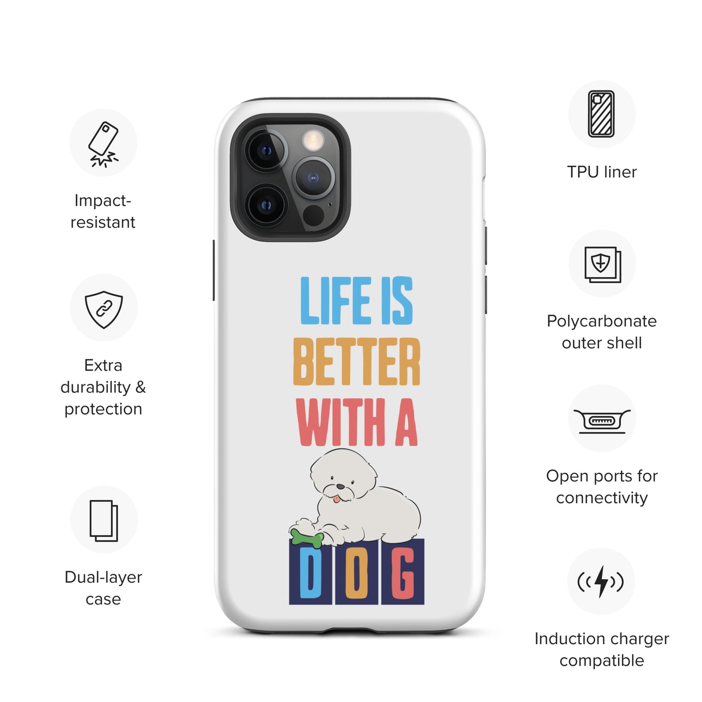 Cheeky Bichon Cute Life is Better with a Dog iPhone case